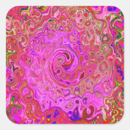 Abstrakte Retro-Swirbel in rosa Marmorfarben Quadratischer Aufkleber