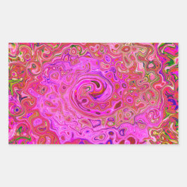 Abstrakte Retro-Swirbel in rosa Marmorfarben Rechteckiger Aufkleber