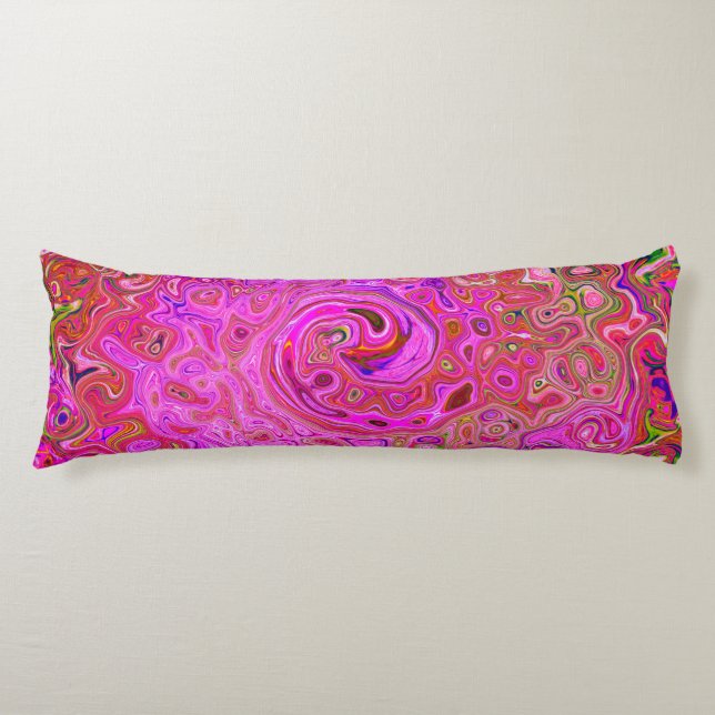 Abstrakte Retro-Swirbel in rosa Marmorfarben Seitenschläferkissen (Vorderseite)
