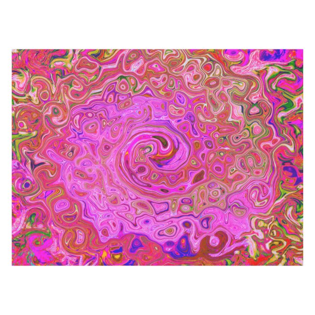Abstrakte Retro-Swirbel in rosa Marmorfarben Tischdecke (Vorderseite (Horizontal))