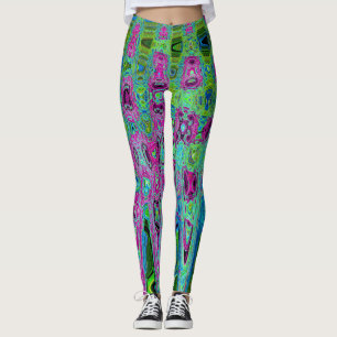 Abstrakte Retro-Waves in Pink und Blau Leggings