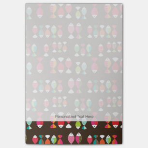 Abstrakte Retrofische unter Wasser Muster 2 Post-it Klebezettel