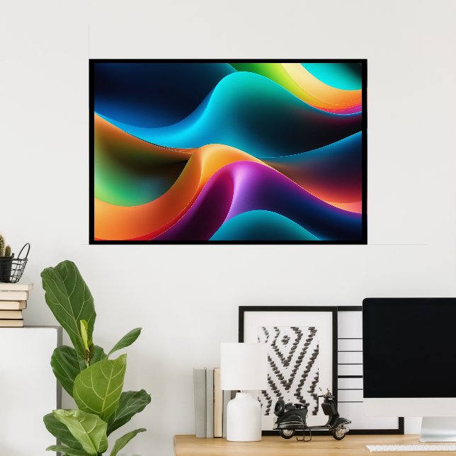 Abstrakte RGB Colors Waves Volumetric Bold Poster (Heimbüro)