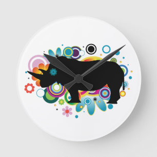 Abstrakte Rhino-Wall-Uhr Runde Wanduhr