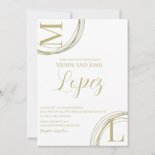 Abstrakte Ringe Faux Gold Schrift Hochzeit   Einladung