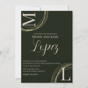 Abstrakte Ringe Schriftzug Monogramm Hochzeit  Einladung