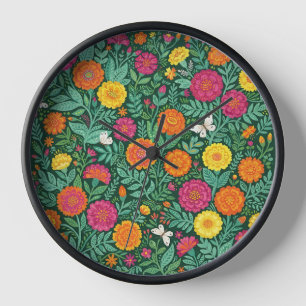 Abstrakte Ringelblumen-Schmetterling-Blumenkunst-U Uhr