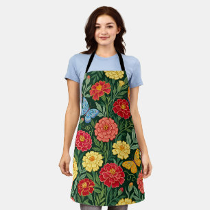 Abstrakte Ringelblumen-Schmetterling-Boho-Schürze Schürze