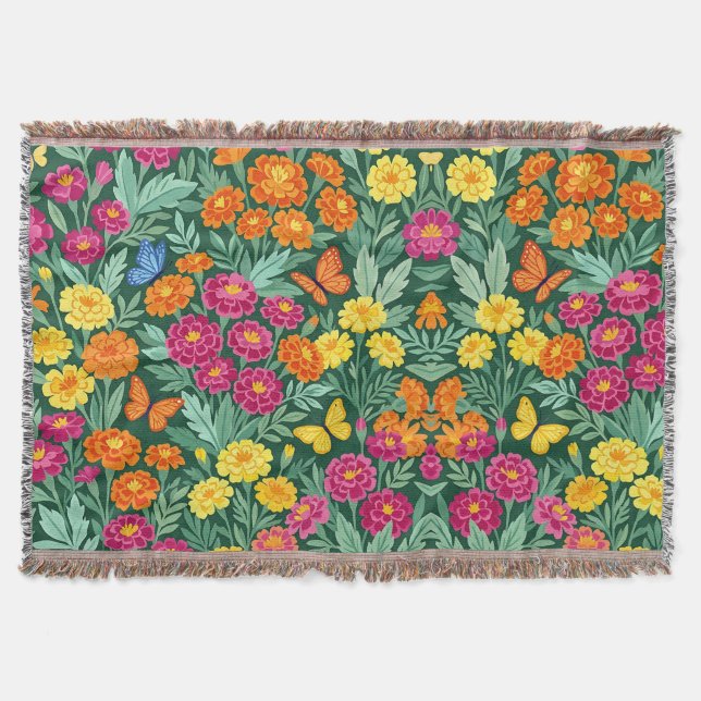 Abstrakte Ringelblumen Schmetterlinge Decken (Vorderseite)