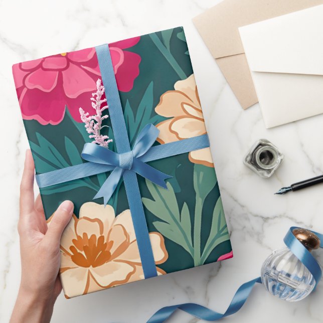Abstrakte Ringelblumen Schmetterlinge Geschenkpapi Geschenkpapier (Schenken)