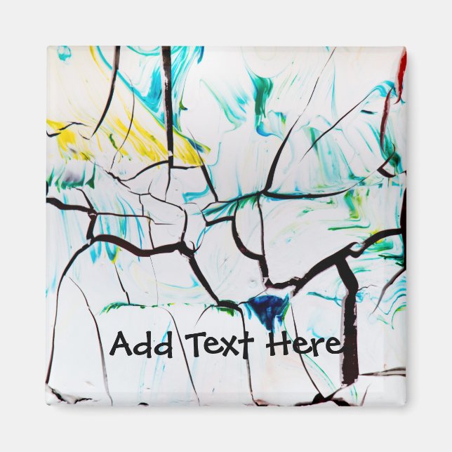 Abstrakte Risse in grün-gelb-blau Magnet (Vorne)