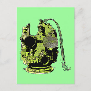 Abstrakte Robot Head Retro Colors Postkarte