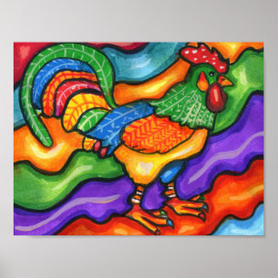 Abstrakte Rooster Bird Animal Colority Poster