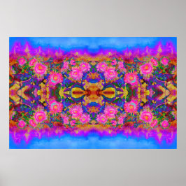 Abstrakte, rosa, blühende, rosafarbene Sonnenblume Poster