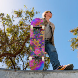 Abstrakte, rosa, blühende, rosafarbene Sonnenblume Skateboard