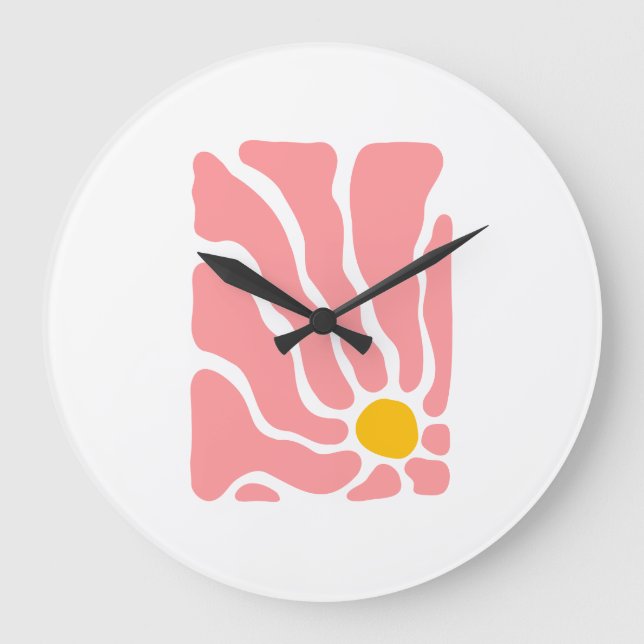 Abstrakte, rosa Blume Große Wanduhr (Vorderseite)