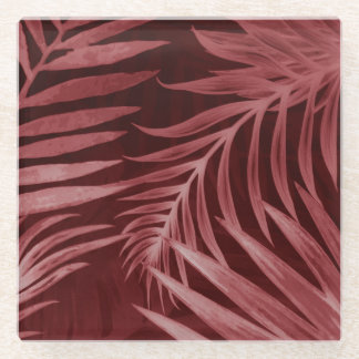 Abstrakte rosa Blume, schwarzer Blumenrahmen. Glasuntersetzer