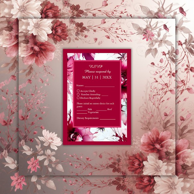 abstrakte Rosa-Blütenhochzeit RSVP Karte (Von Creator hochgeladen)