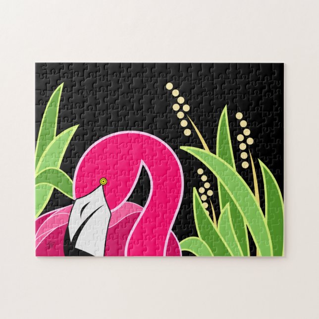 Abstrakte rosa Flamingo Kunst Puzzle (Horizontal)
