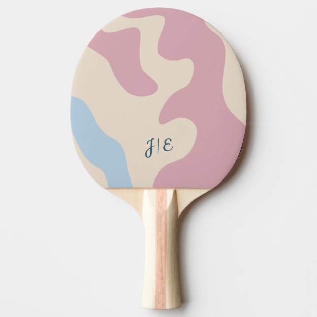 Abstrakte, rosa, geformte, rosafarbene Monogramm Tischtennis Schläger (Vorderseite)