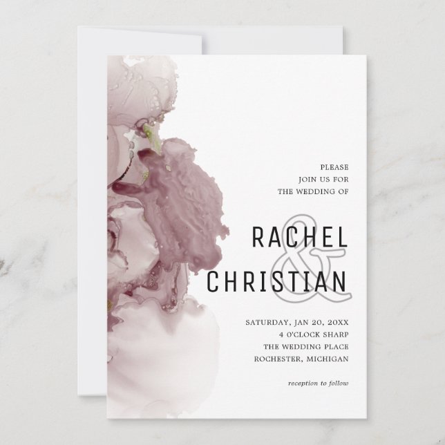 abstrakte Rosa-Geode-Hochzeit Einladung (Vorderseite)