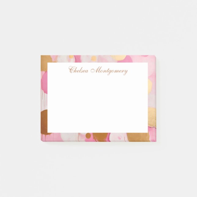 Abstrakte rosa Goldrunden Personalisiert Post-it Klebezettel (Vorderseite)