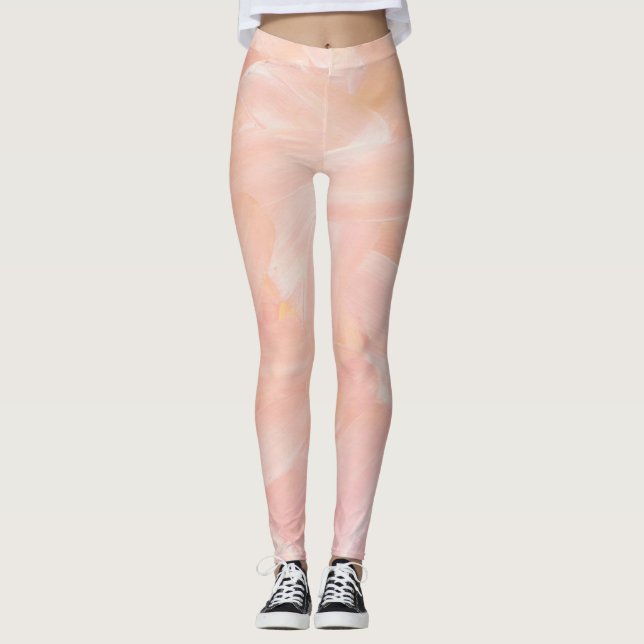 Abstrakte rosa Hand bemalt. Eleganter Pinsel Leggings (Vorderseite)