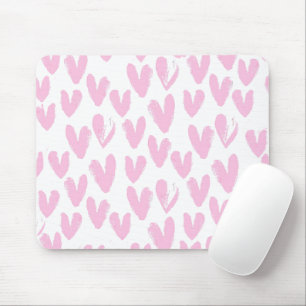 Abstrakte rosa Herzen auf Weiß Mousepad