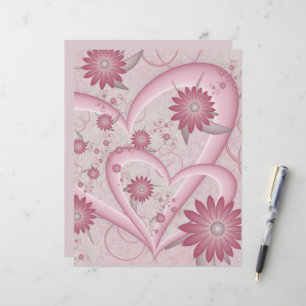 Abstrakte rosa Herzen & Blumen Liebes-Fraktal-Kuns