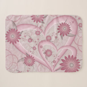 Abstrakte rosa Herzen & Blumen Liebes-Fraktal-Kuns Sherpadecke