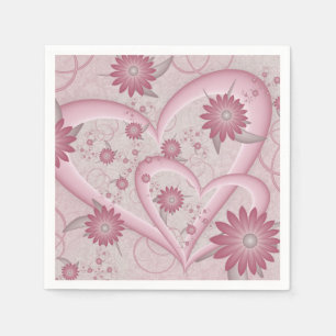 Abstrakte rosa Herzen und Blumen Liebe Fraktal Kun Serviette