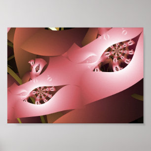 Abstrakte rosa Maskenballmaske Fraktalkunst Poster