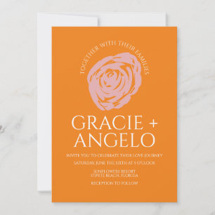 Abstrakte rosa-orange Hochzeits-Einladung Einladung