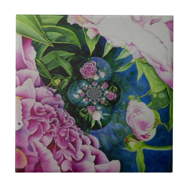 Abstrakte Rosa Péonejine Fliese (Vorderseite)