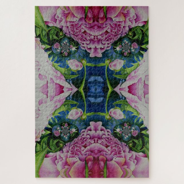 Abstrakte Rosa Péonejine Puzzle (Vertikal)