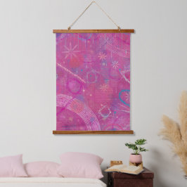 Abstrakte rosa Träume Wandteppich Mit Holzrahmen
