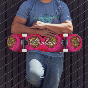 Abstrakte Rosa- und Goldmalerei Skateboard