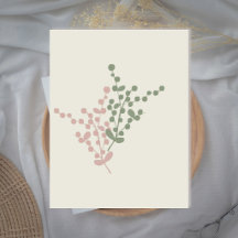 Abstrakte Rosa und grüne Berries Grußkarte