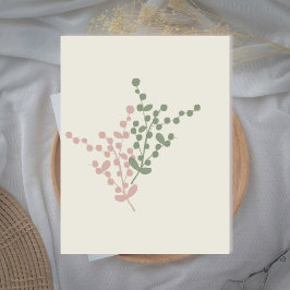 Abstrakte Rosa und grüne Berries Grußkarte Dankeskarte