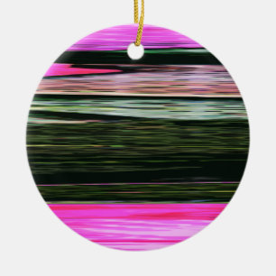 Abstrakte rosa und grüne horizontale Streifen 705 Keramik Ornament
