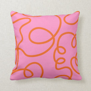 Abstrakte rosa und orange Linien Pinselstriche Kissen
