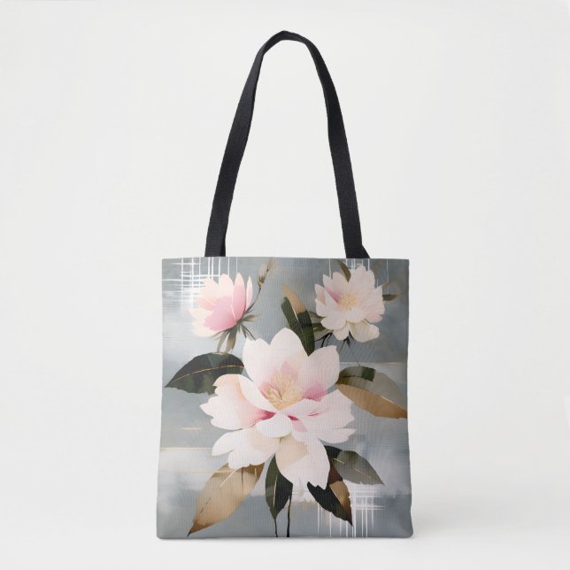 Abstrakte rosa und weiße Wabi-Sabi-Blumen (Vorderseite)