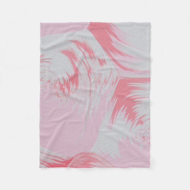 Abstrakte rosa-weiße Malerei Fleecedecke (Vorderseite)