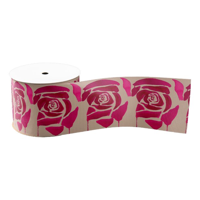 Abstrakte Rose Aquarellfarben Originale Kunst Ripsband (Spule)