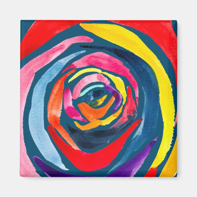 Abstrakte Rose Aquarellkunst Pop Magnet (Vorne)