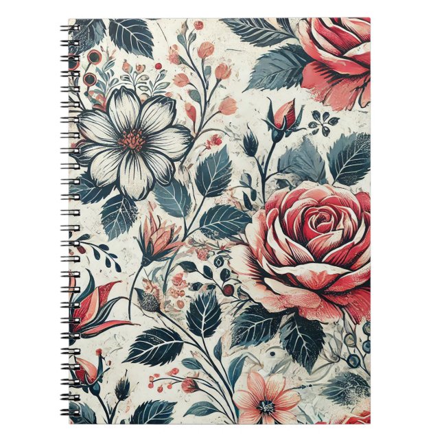 Abstrakte Rose Blume blühend Design. Muster mit Notizblock (Vorderseite)