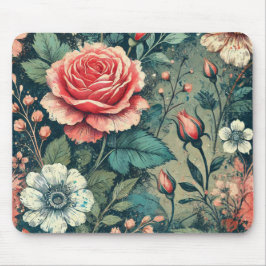 Abstrakte Rose Blume blühendes Design Muster Mousepad