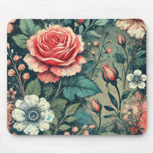 Abstrakte Rose Blume blühendes Design Muster Mousepad