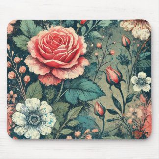 Abstrakte Rose Blume blühendes Design Muster Mousepad
