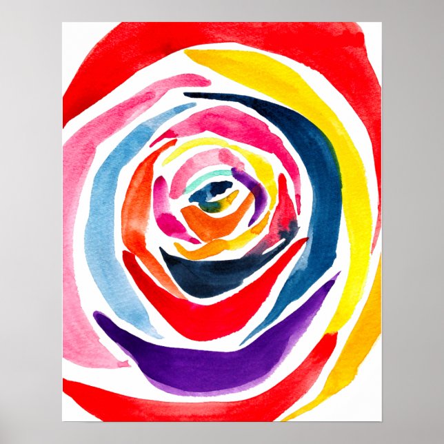 Abstrakte Rose Blume Pop Kunst Poster (Vorne)